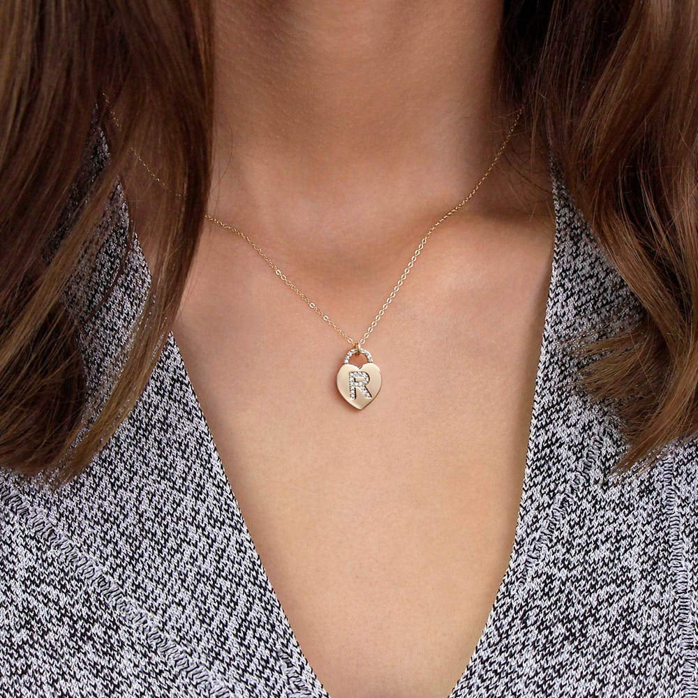Initial Necklace for Women 14K Gold Plated Cubic Zirconia Letter Pendant Necklace for Women Birthday Christmas Mothers Day Gifts