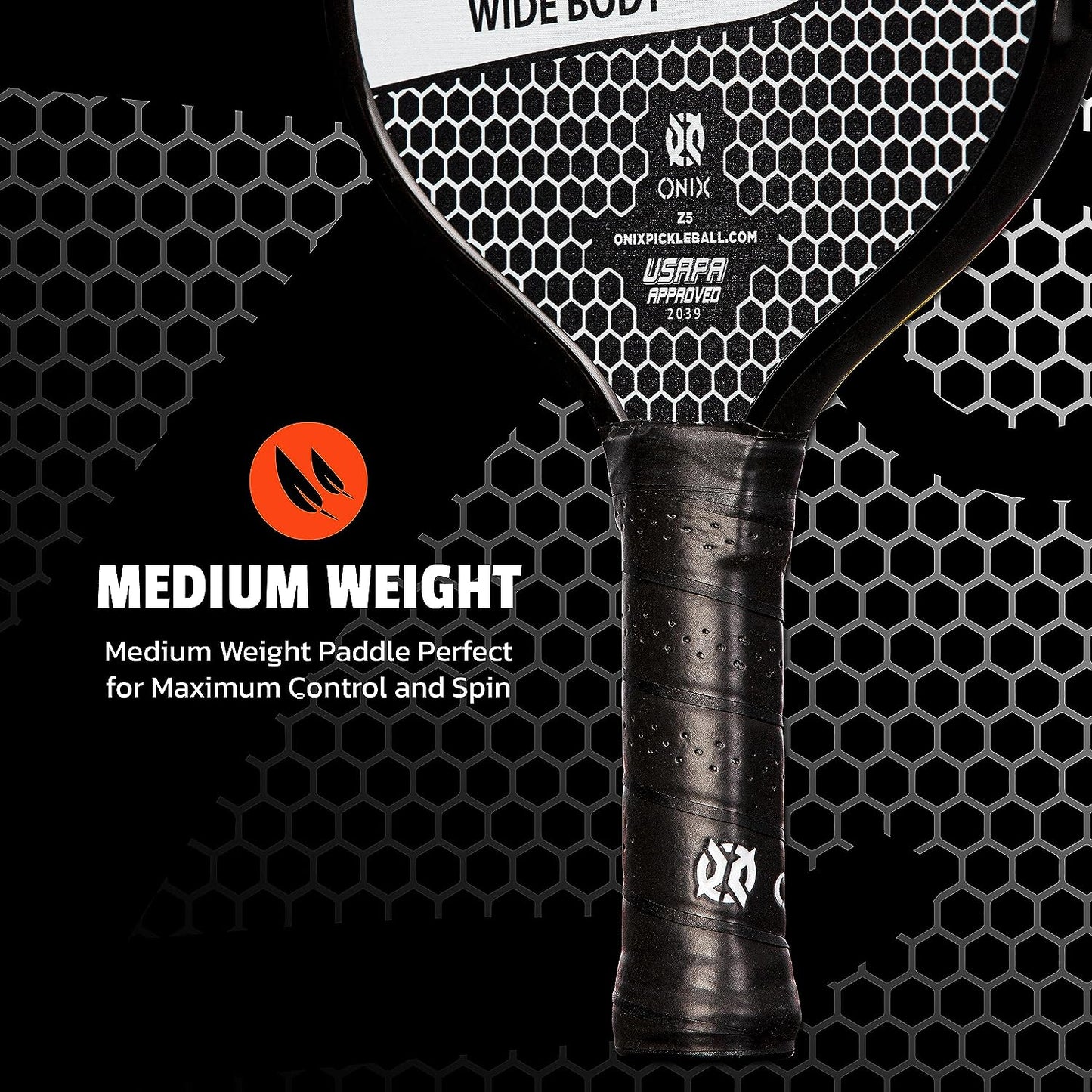 Graphite Z5 Pickleball Paddle (Graphite Carbon Fiber Face with Rough Texture Surface, Cushion Comfort Grip and Nomex Honeycomb Core for Touch, Control, and Power),White