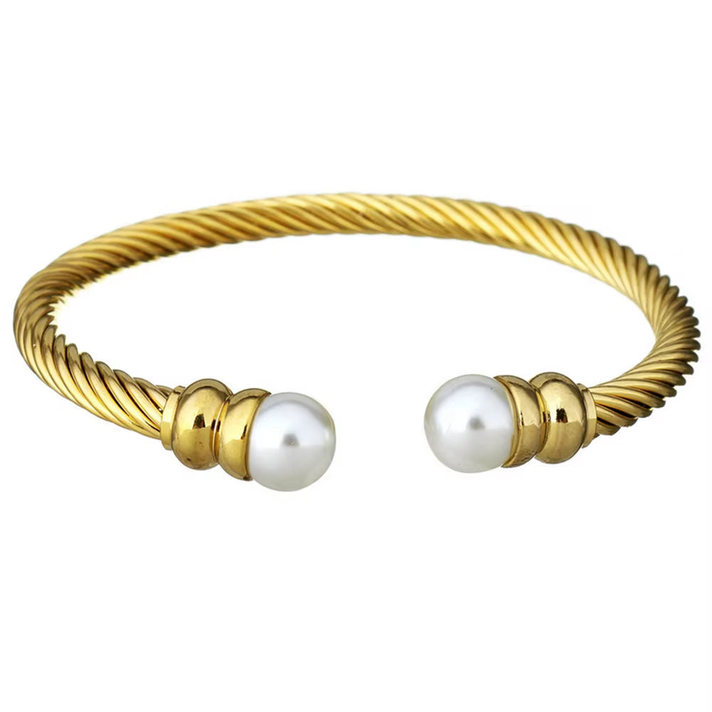 Stainless Steel Trend Open Twisted Wire Bangle Fashion Women High Quality Jewelry