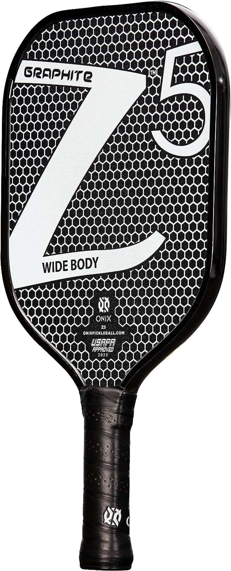 Graphite Z5 Pickleball Paddle (Graphite Carbon Fiber Face with Rough Texture Surface, Cushion Comfort Grip and Nomex Honeycomb Core for Touch, Control, and Power),White
