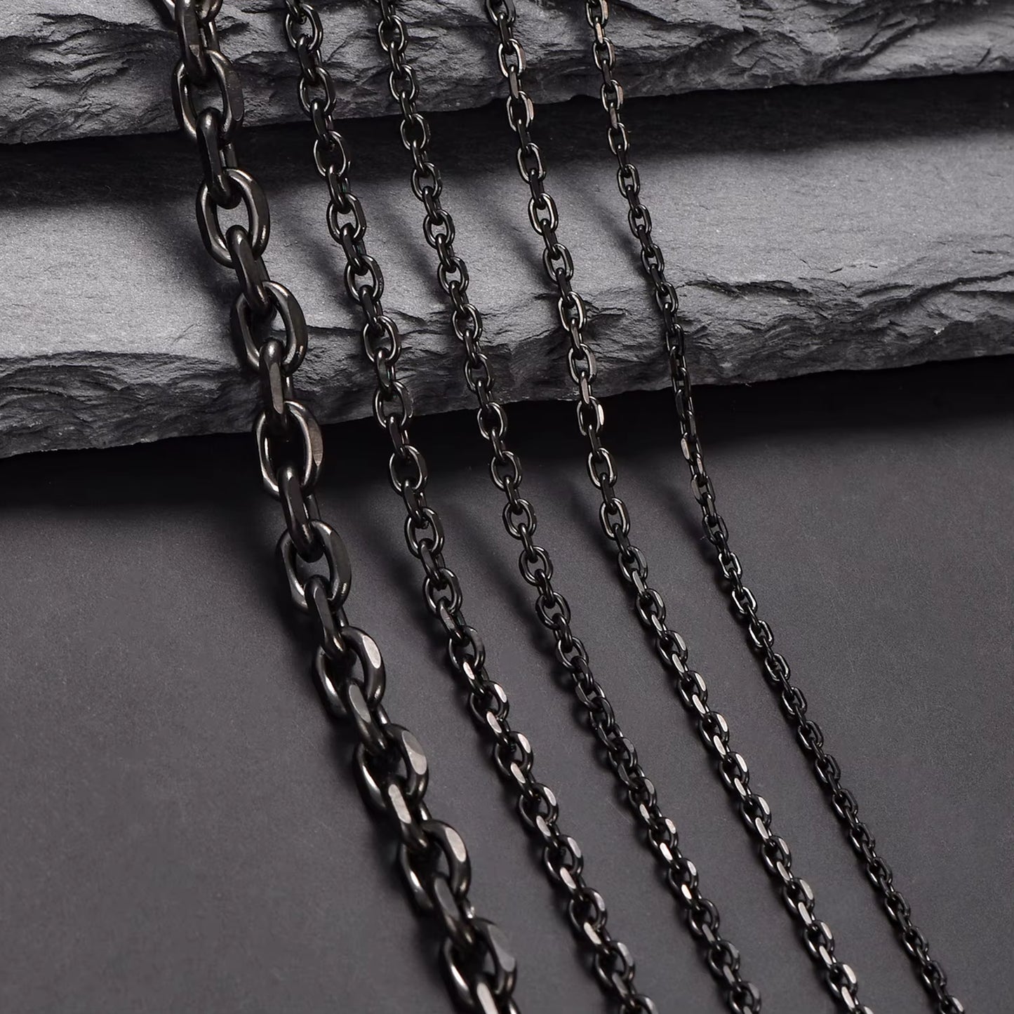 Hiphop Stainless Steel Black Rolo Link Chain Necklace 1.6/ 2.4/ 3/ 4/ 5Mm Bracelet Jewelry Accessories Choker Christmas Gifts