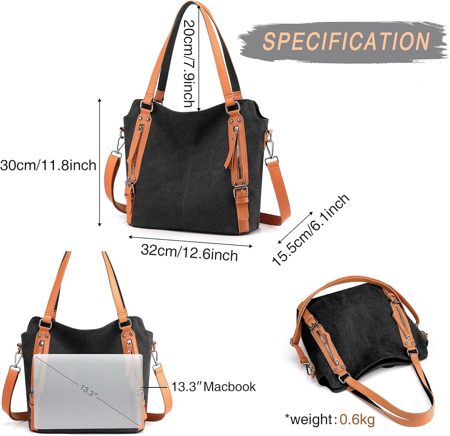 Women Tote Handbags Hobo Shoulder Bags Lightweight Canvas Purse Fashion Large Capacity Bags