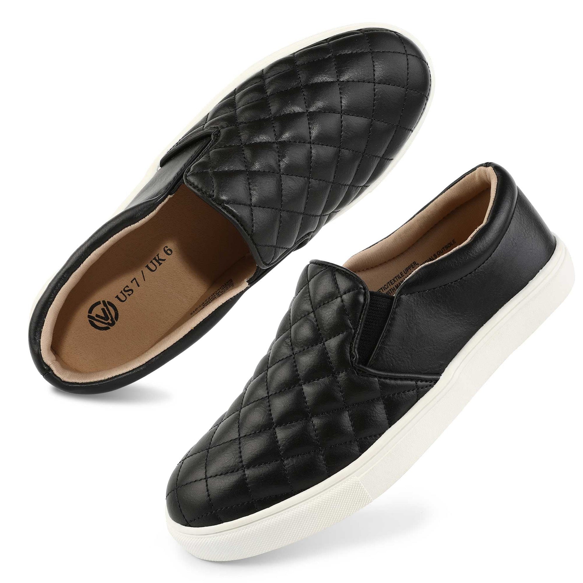 Womens Loafers Slip on Sneakers for Women Comfort Low Top Casual Shoes with Memory Foam Black Size 8.5