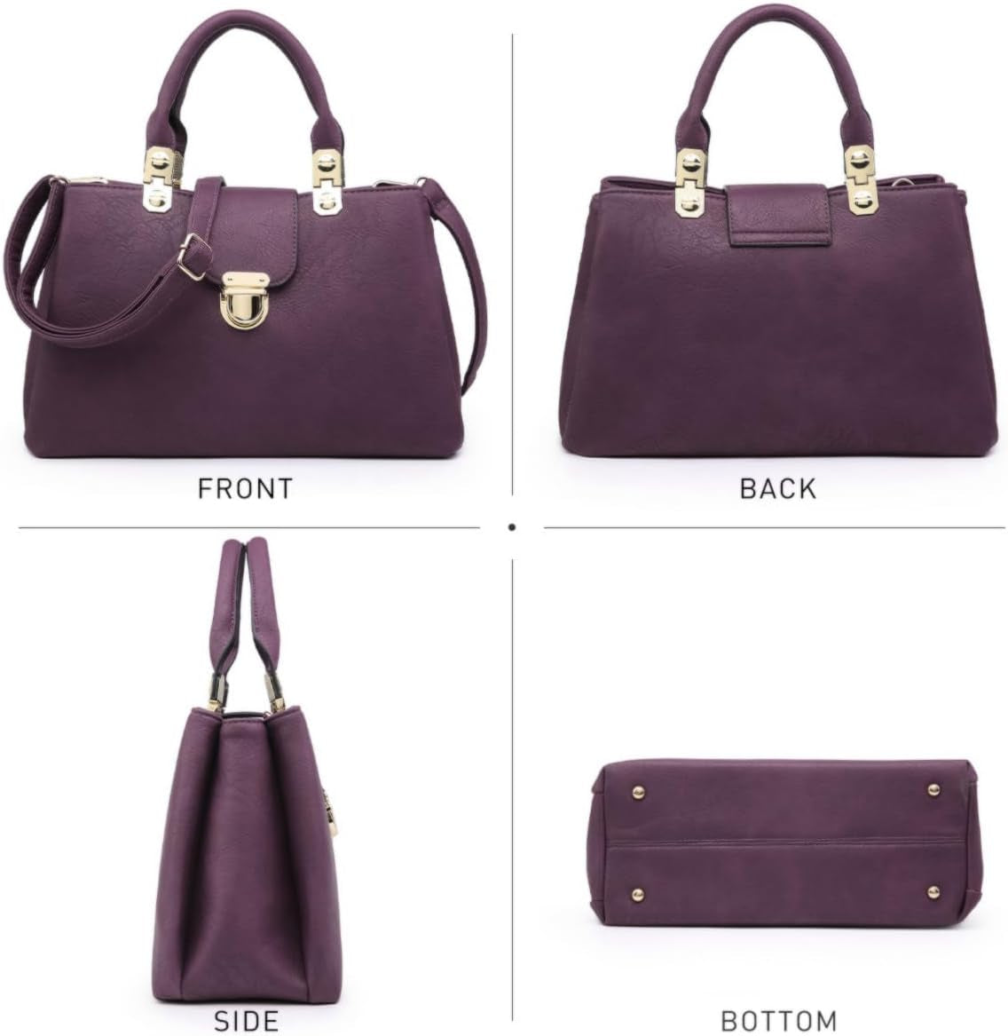 Women Satchel Handbags Top Handle Purse Medium Tote Bag Vegan Leather Shoulder Bag