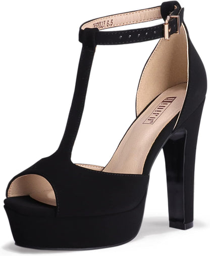 Women'S IN5 Polly Platform Chunky High Heels T-Strap Sexy Sandals Peep Toe Wedding Party Prom Dress Shoes for Women Bride