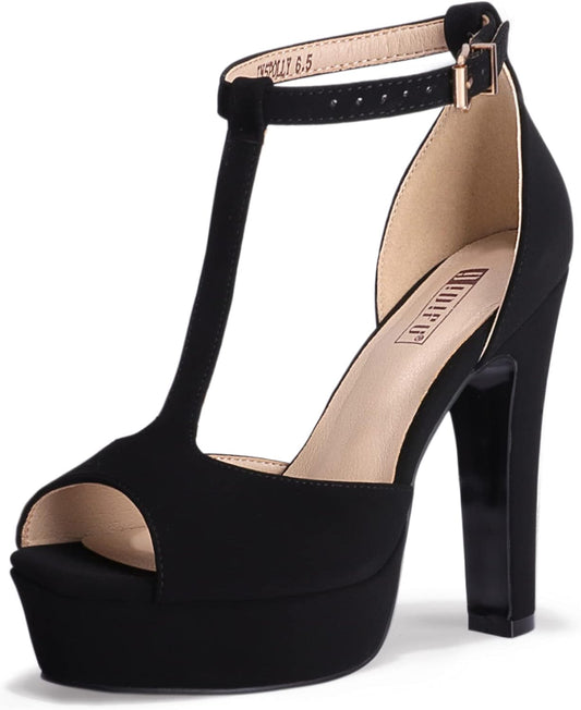 Women'S IN5 Polly Platform Chunky High Heels T-Strap Sexy Sandals Peep Toe Wedding Party Prom Dress Shoes for Women Bride