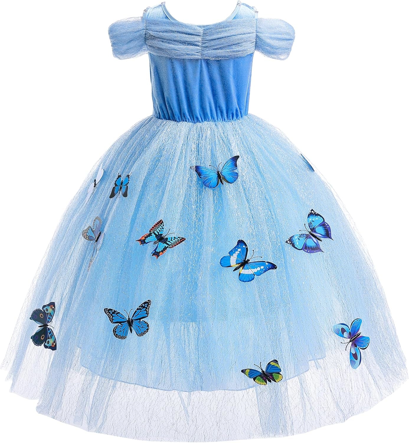 Girls' Princess Dress Costume Christmas Halloween Fancy Dresses up Butterfly Size 4T Blue