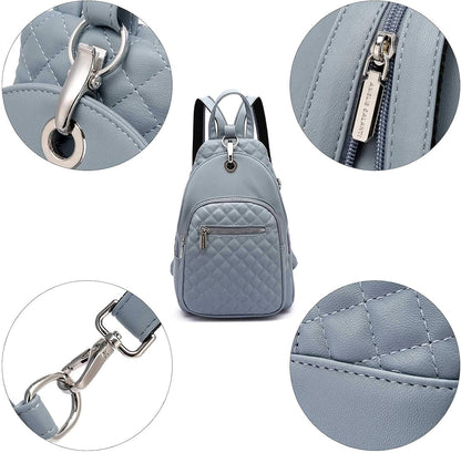 PU Leather Small Backpack Purse for Women,Small Crossbody Sling Bag Multipurpose Chest Bag for Women Cycling (Blue)