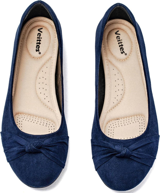 Women'S Wide Width Flat Shoes, Classic Soft round Toe Design Ballet Flats.