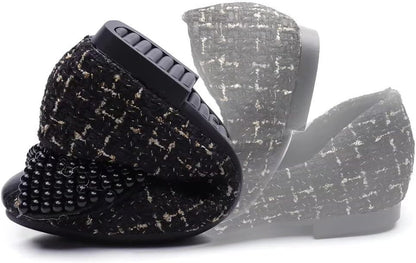Women'S Classic Ballet Flat Shoes Bow Plaid Skirt Square Head Comfortable Non Slip Wedding Flat Shoes Women'S Dress Flat Shoes Black Size9