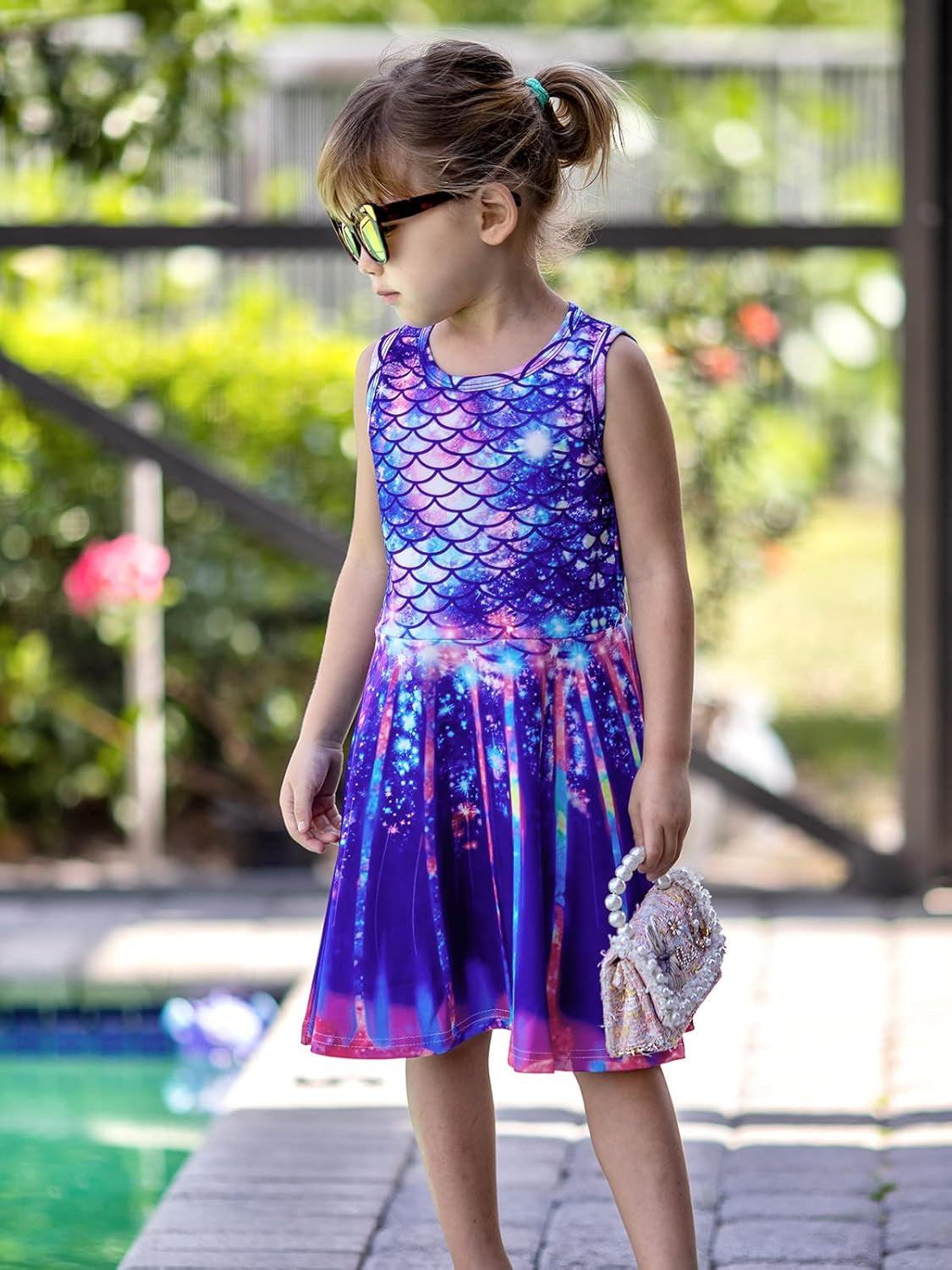 Mermaid Dress Girls Kids Summer Sleeveless Sundress Birthday Outfit Twirly Party Clothes 4-13 Years