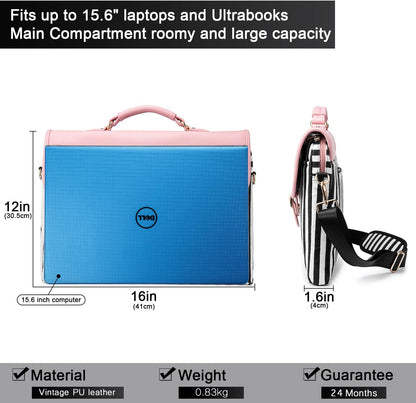Computer Bag for Women Laptop Messenger Bag for Work College, Slim-Pink, 15.6-Inch