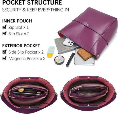 Women'S Leather Designer Handbags Tote Purses Shoulder Bucket Bags
