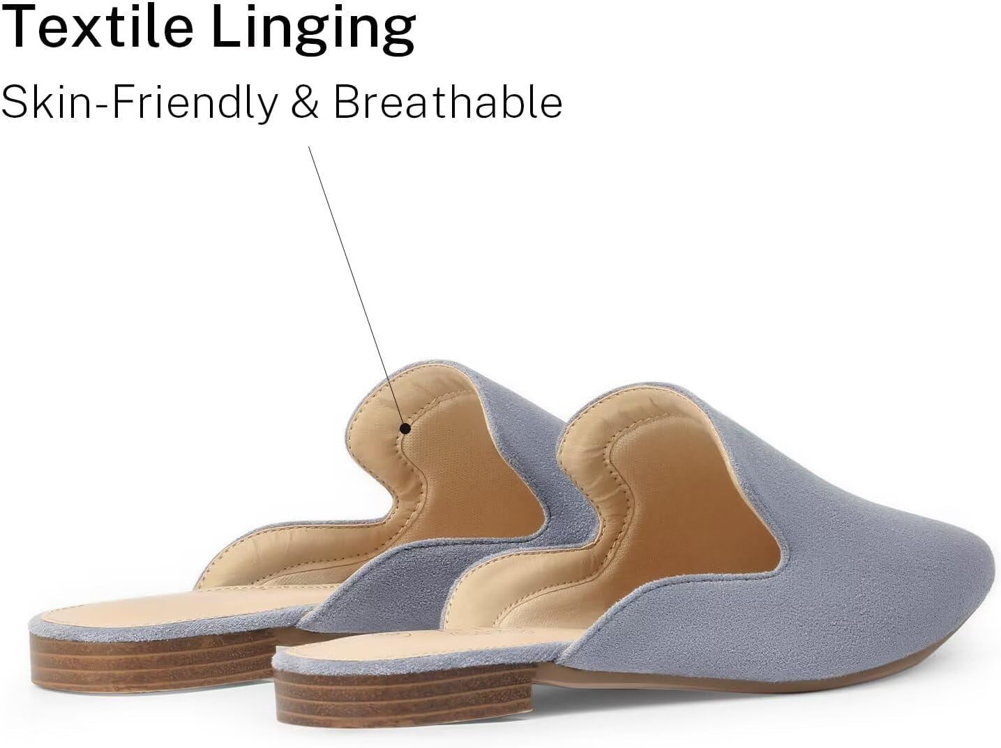 All-Season Women'S Mules：Pointed Toe Backless Loafers：Slip-On Dressy Comfortable Casual Office Business Flat Shoes for Working Women Aged 25-45