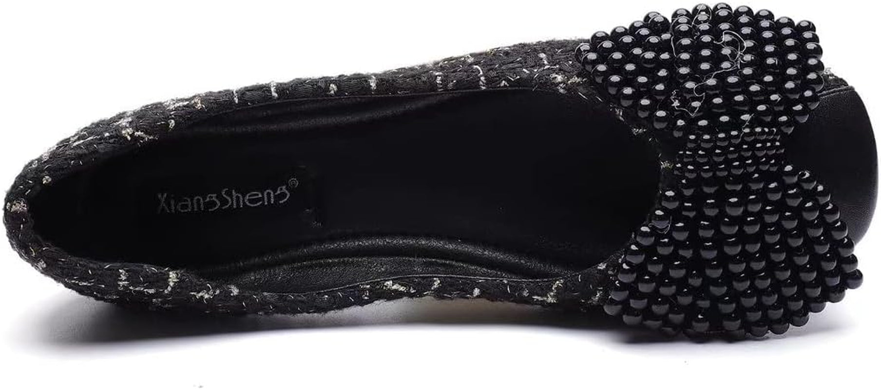 Women'S Classic Ballet Flat Shoes Bow Plaid Skirt Square Head Comfortable Non Slip Wedding Flat Shoes Women'S Dress Flat Shoes Black Size9