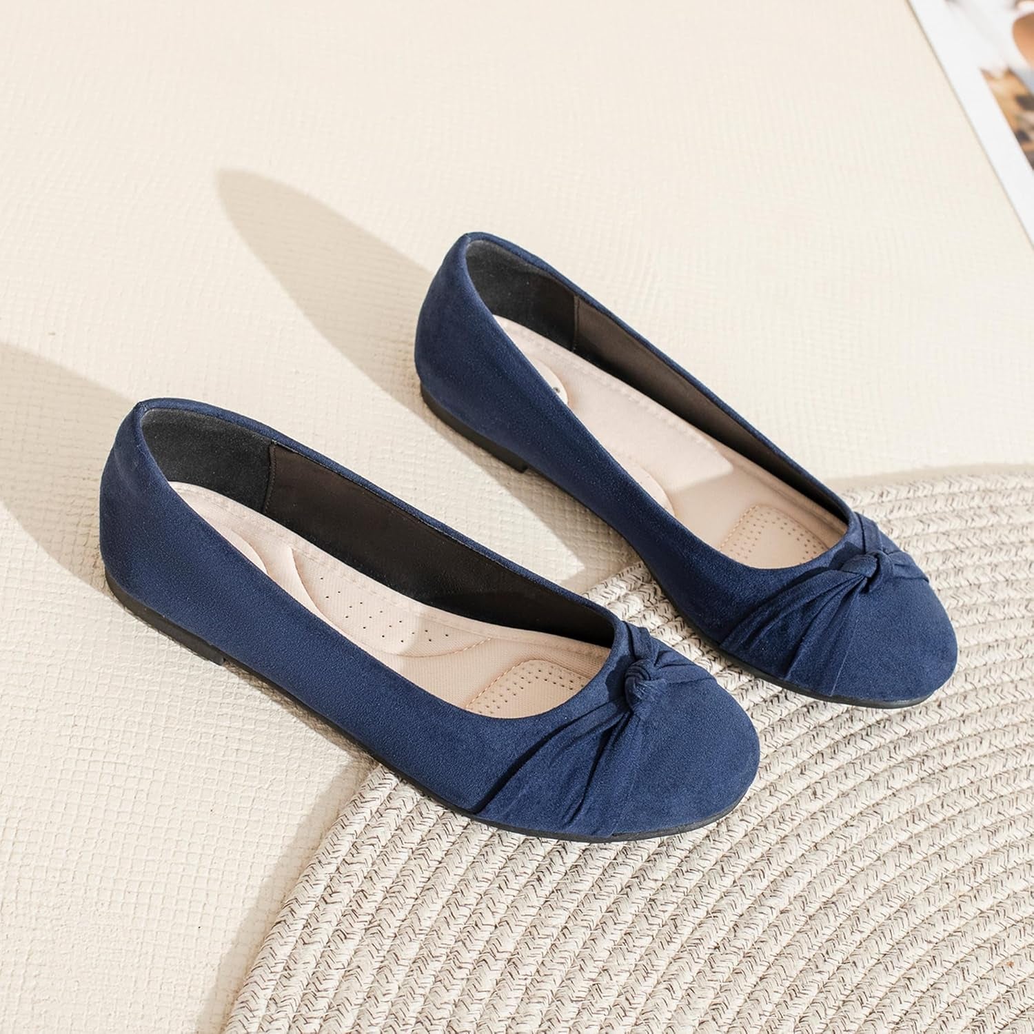 Women'S Wide Width Flat Shoes, Classic Soft round Toe Design Ballet Flats.