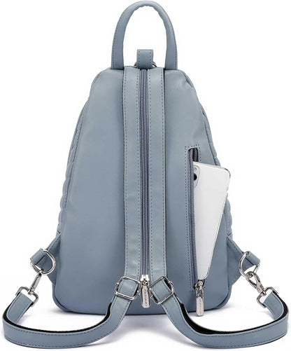 PU Leather Small Backpack Purse for Women,Small Crossbody Sling Bag Multipurpose Chest Bag for Women Cycling (Blue)