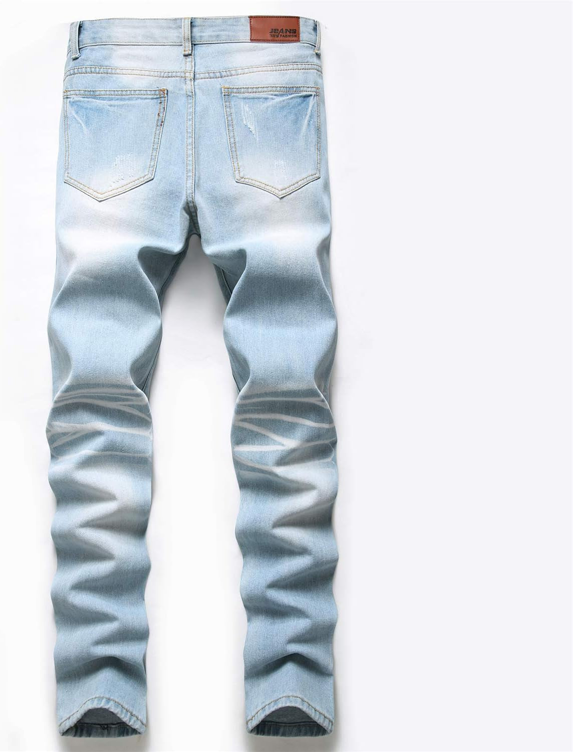 Men'S Ripped Distressed Destroyed Straight Fit Washed Denim Jeans Pants