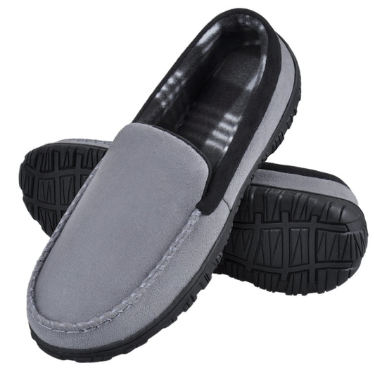 Slippers for Men Moccasins for Men Cozy Memory Foam House Slippers Indoor Outdoor Bedroom Shoes Hard Rubber Sole MALE Greyblack 10
