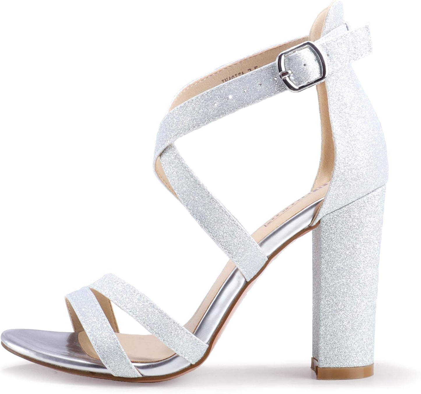 Women'S Chunky High Heel Sandal Strappy Open Toe Ankle Strap Dress Shoes for Women Bridesmaid Ladies in Wedding Bridal Evening Homecoming Prom