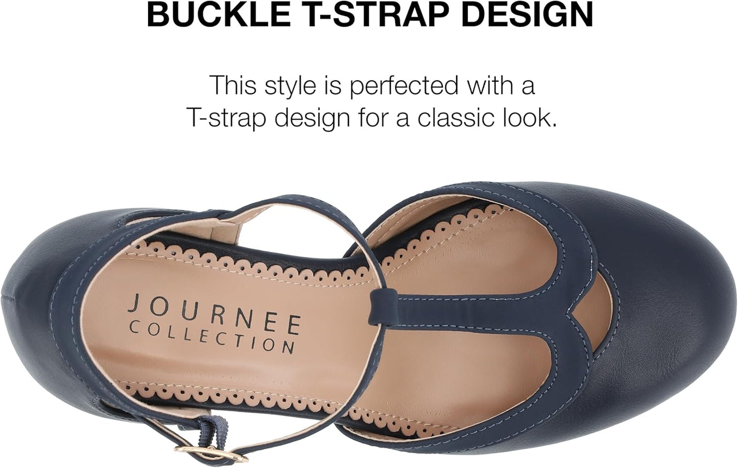 Women'S Olina Classic Mary Jane Pumps with T-Strap and Buckle Closure