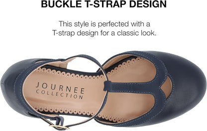 Women'S Olina Classic Mary Jane Pumps with T-Strap and Buckle Closure