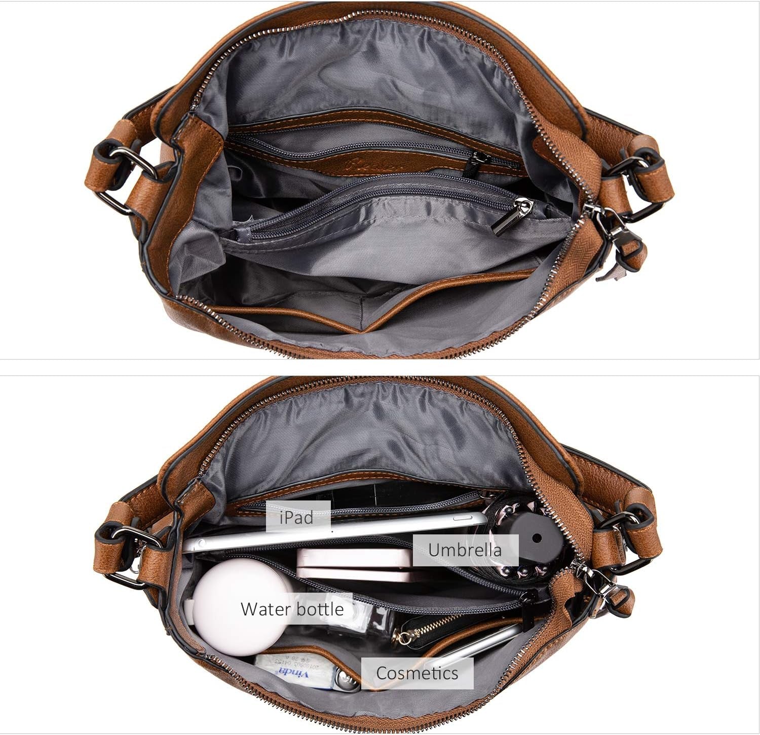 Hobo Crossbody Bags for Women Designer Faux Leather Hobo Handbags Retro Large Size Shoulder Bag Bucket Purse