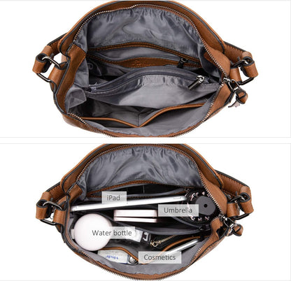 Hobo Crossbody Bags for Women Designer Faux Leather Hobo Handbags Retro Large Size Shoulder Bag Bucket Purse