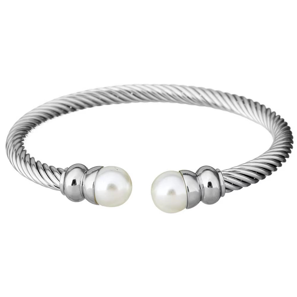 Stainless Steel Trend Open Twisted Wire Bangle Fashion Women High Quality Jewelry