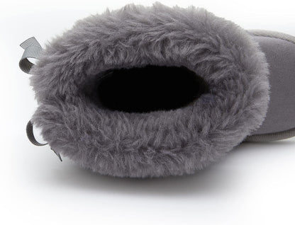 Girls Toddler Little Kid Warm Fur Winter Ankle Flat Snow Boot(8 Toddler, Fur Grey)