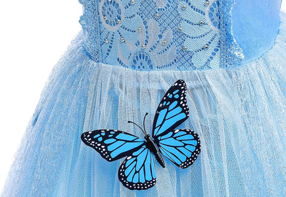 Girls' Princess Dress Costume Christmas Halloween Fancy Dresses up Butterfly Size 4T Blue