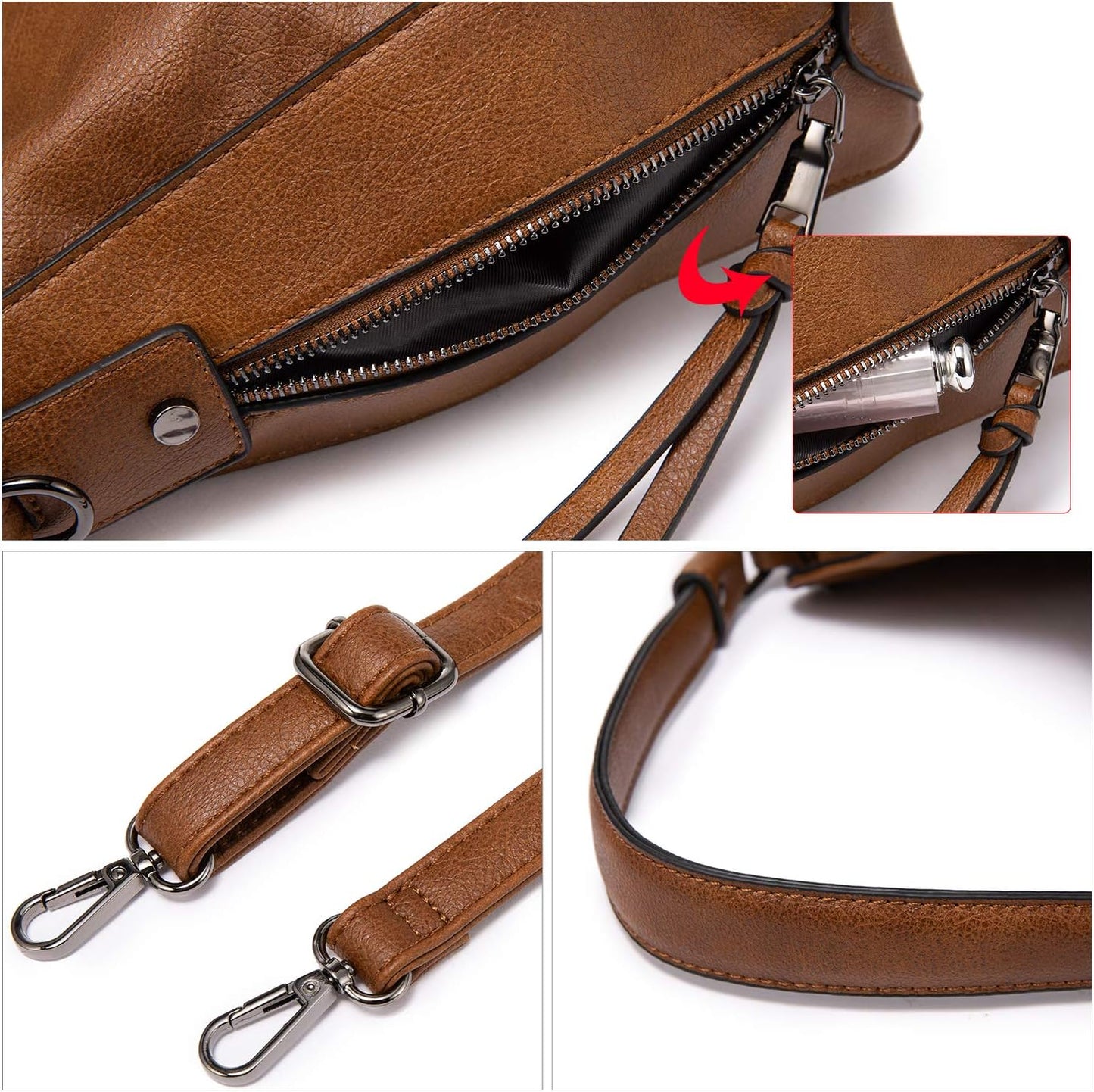 Hobo Crossbody Bags for Women Designer Faux Leather Hobo Handbags Retro Large Size Shoulder Bag Bucket Purse