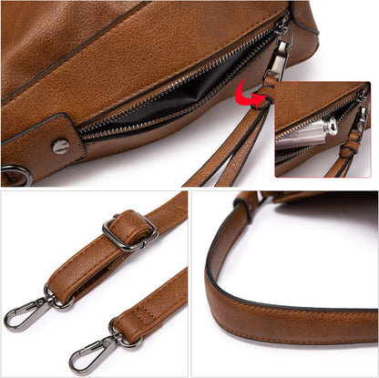 Hobo Crossbody Bags for Women Designer Faux Leather Hobo Handbags Retro Large Size Shoulder Bag Bucket Purse