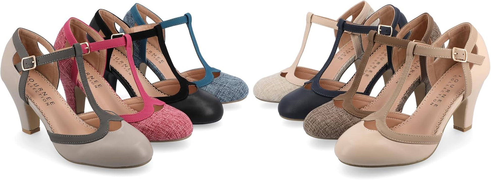 Women'S Olina Classic Mary Jane Pumps with T-Strap and Buckle Closure