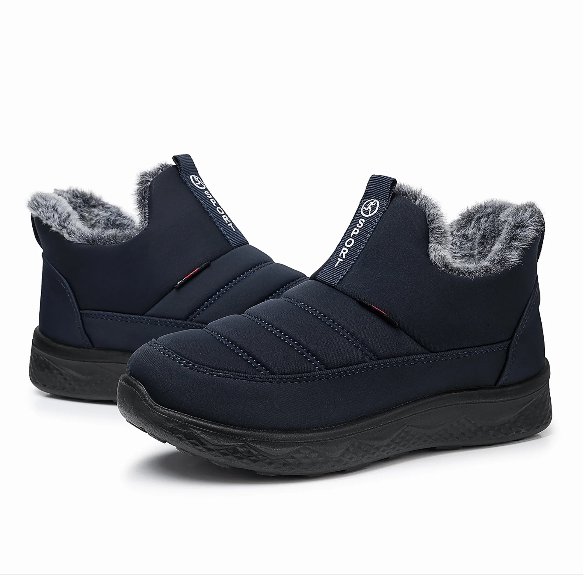 Winter Snow Boots for Women Warm Faux Fur Lined Ankle Boots Waterproof Insulated Slip on Booties Comfortable Snow Shoes Outdoor Short Blue Boots