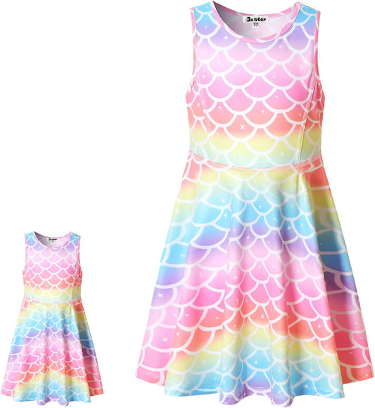 Matching Girls & Doll Flower Dresses Sleeveless Summer 18" Dolls Clothes