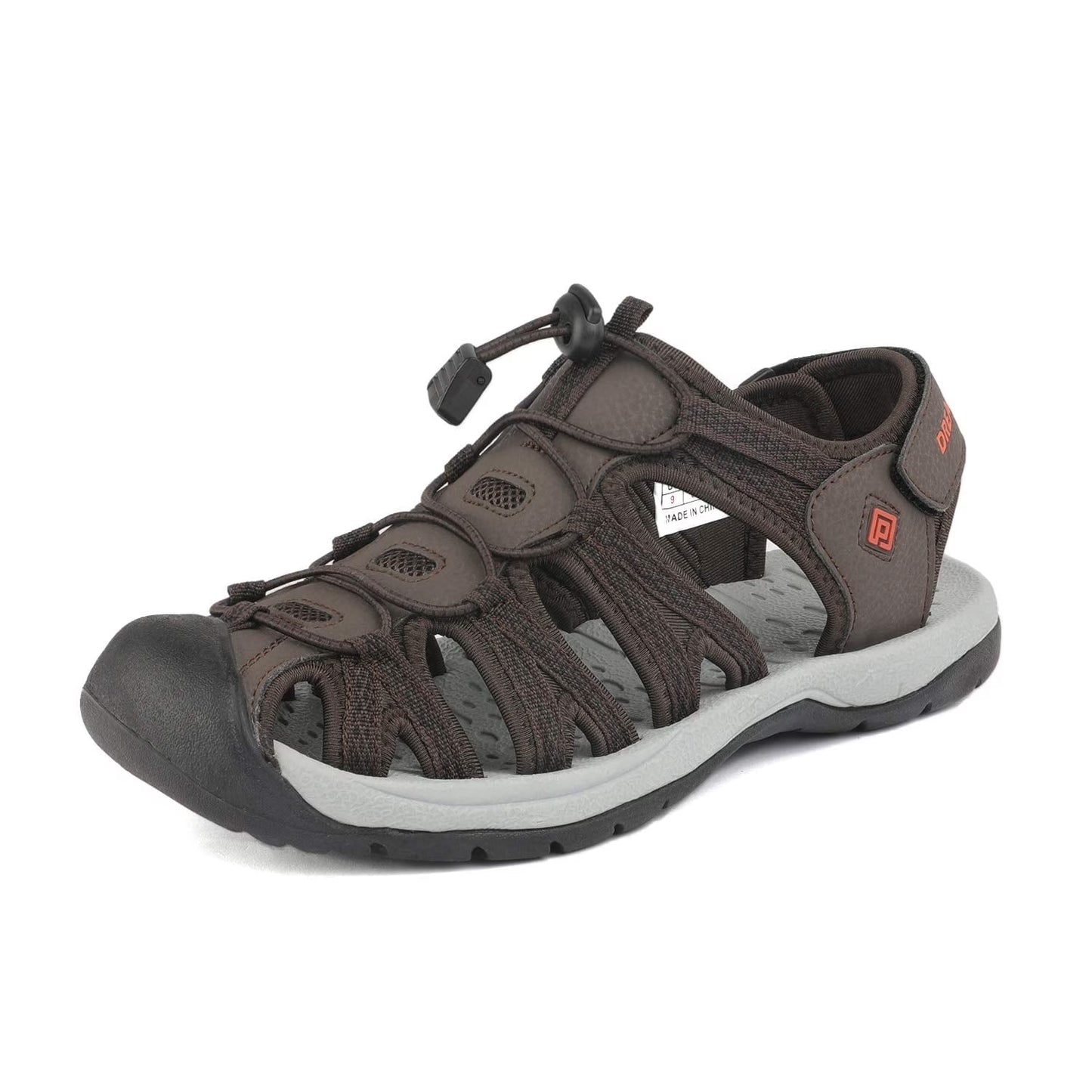 Men Fisherman Sandals Casual Hiking Sandals Comfort Outdoor Sport Shoes Summer 160912-M-NEW BROWN/BLACK/ORANGE Size 9.5