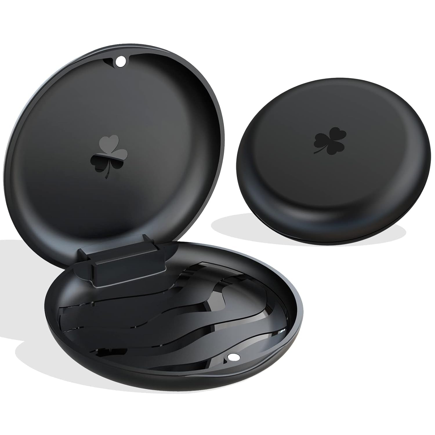 2 Pack Aligner and Retainer Case,  Slim Aligner Case Compatible with Invisalign, Mouth Guard Case, Orthodontic Case, Teeth Braces Case, Night Guard Case Container Storage Holder Black.