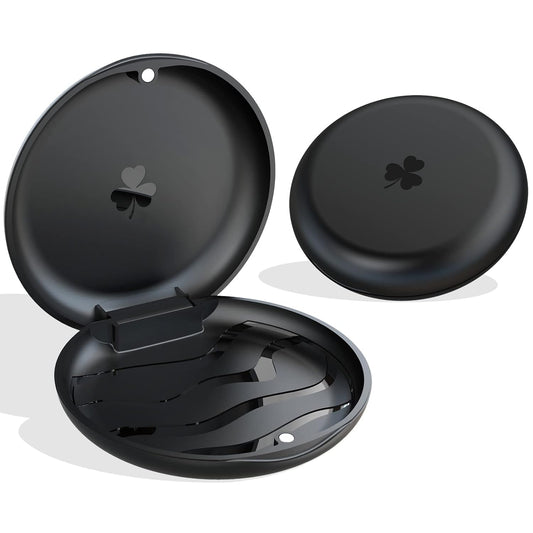 2 Pack Aligner and Retainer Case,  Slim Aligner Case Compatible with Invisalign, Mouth Guard Case, Orthodontic Case, Teeth Braces Case, Night Guard Case Container Storage Holder Black.