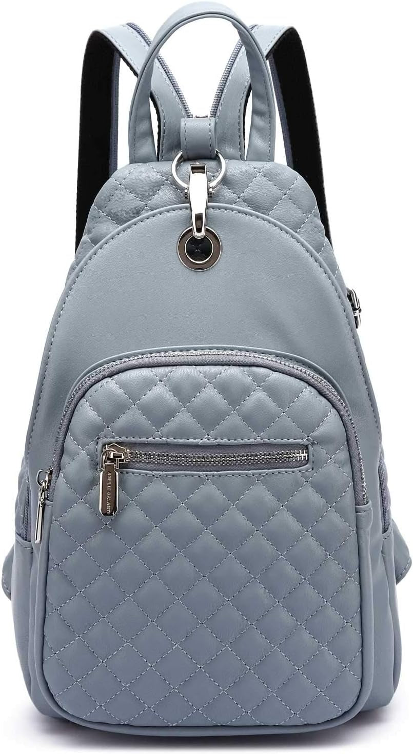 PU Leather Small Backpack Purse for Women,Small Crossbody Sling Bag Multipurpose Chest Bag for Women Cycling (Blue)