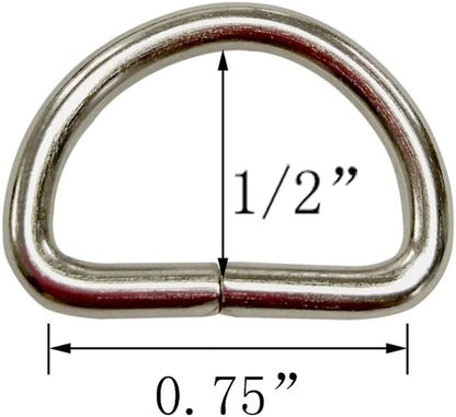 50 Pack of Metal D Rings Heavy Duty 3/4 Inch D-Rings for Sewing, Keychains, Belts and Dog Leash