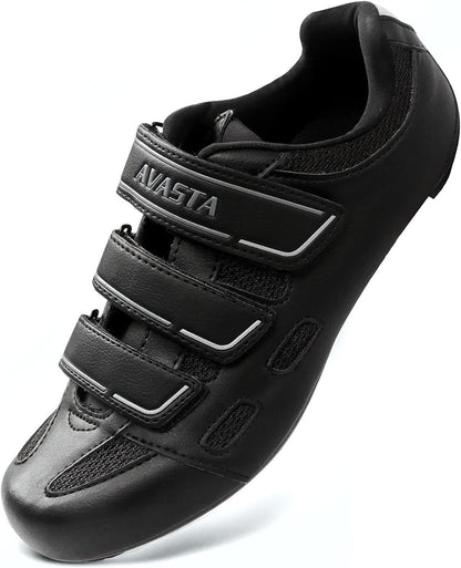 Mens Indoor Cycling Shoes Wide Type, Road Bike Cycling Shoes for Man, Lock Pedal Bike Shoes Cleated Bicycle Shoes Compatible with SPD Cleats, Look Delta, 40 Black