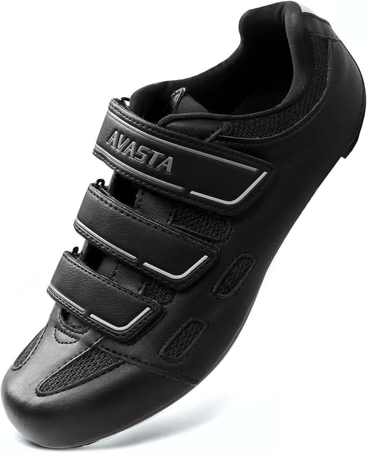 Mens Indoor Cycling Shoes Wide Type, Road Bike Cycling Shoes for Man, Lock Pedal Bike Shoes Cleated Bicycle Shoes Compatible with SPD Cleats, Look Delta, 40 Black