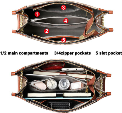 Women'S Top-Handle Handbags and Purses for Ladies Fashion Vegan Leather Satchel Tote Bags Vintage Shoulder Bag