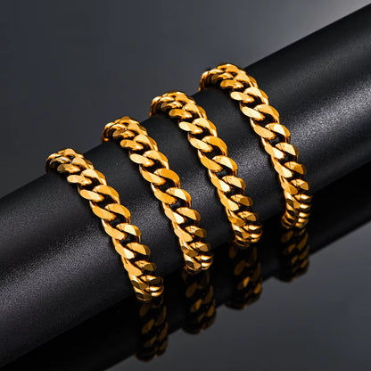3.6Mm/5Mm/6Mm/7Mm/8Mm Gold Color Stainless Steel Cuban Link Chains Classic Men Boy Curb Chunky Necklace 14 to 30 Inches