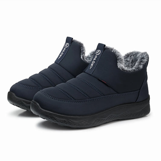 Winter Snow Boots for Women Warm Faux Fur Lined Ankle Boots Waterproof Insulated Slip on Booties Comfortable Snow Shoes Outdoor Short Blue Boots