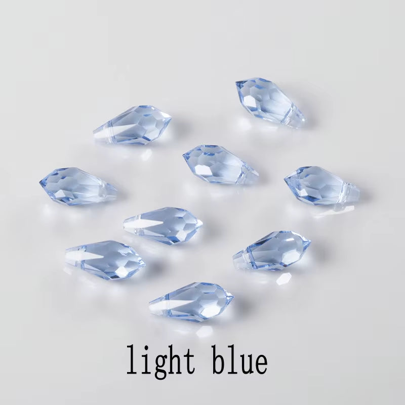 5.5X11Mm,6.5X13Mm Faceted Glass Teardrop Beads Pointed Back Multicolor Cross Hole Crystal Beads for Jewelry Making Wholesale