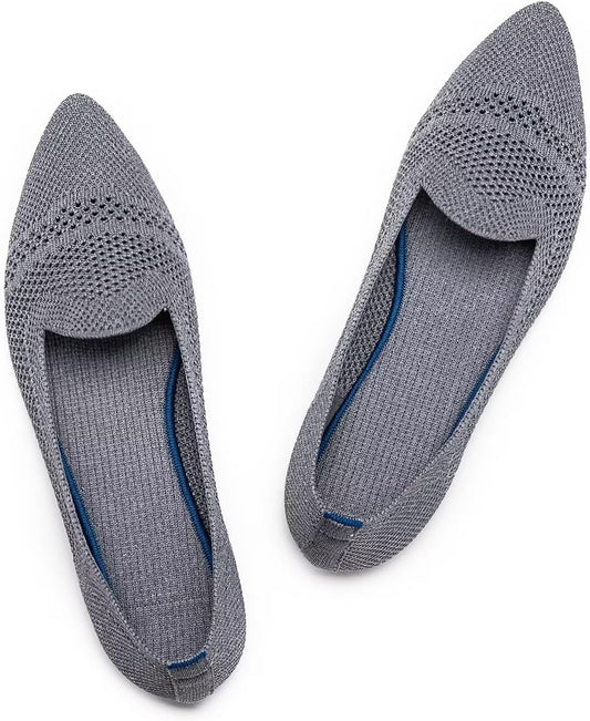 Womens Pointed Toe Flats Knit Dress Shoes Comfort Women Shoes Slip on Shoes for Woman Classic Softable Shoes Low Wedge