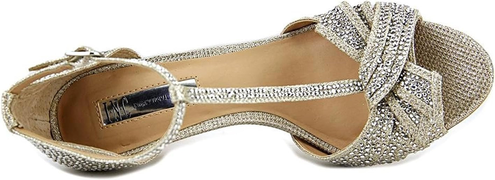 INC International Concepts Womens Risha2 Fabric Peep Toe Champagne Size 5.5 M US