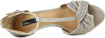 INC International Concepts Womens Risha2 Fabric Peep Toe Champagne Size 5.5 M US